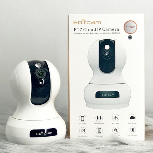 Camera Wifi Ebitcam E3 1080p Chính Hãng - Xoay 360, đàm thoại 2 chiều, lưu trữ siêu dài - bảo hành 24 tháng