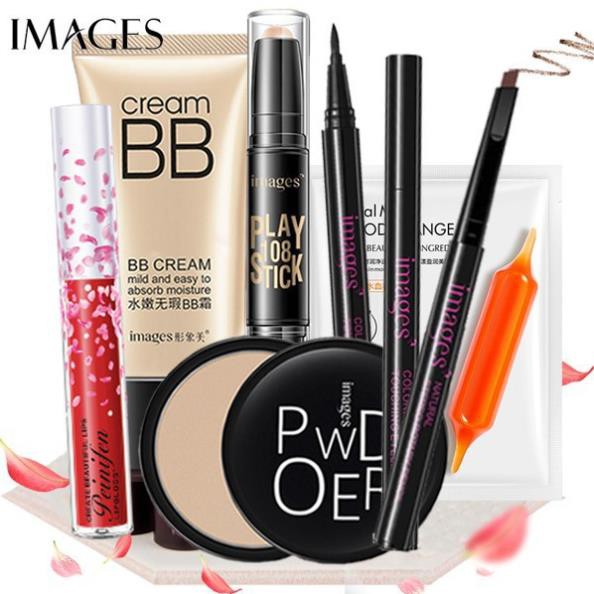 Bộ trang điểm IMAGES Kem BB + Bút tạo khối + Phấn phủ + Chì kẻ mày + Bút dạ kẻ mắt + Son kem + Mặt nạ  PO-P65 | BigBuy360 - bigbuy360.vn