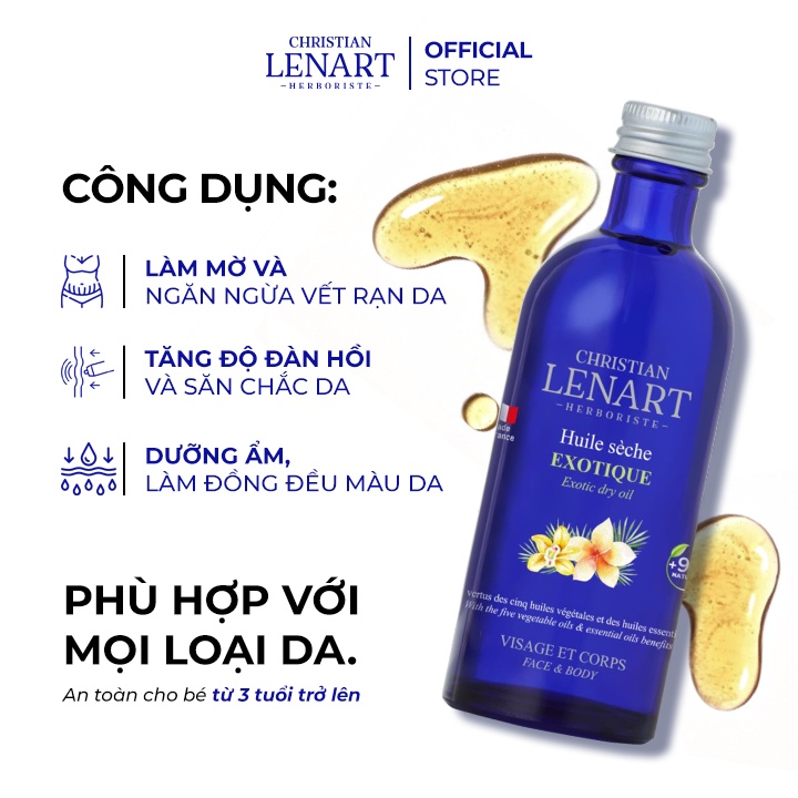 [Mã BMBAU50 giảm 7% tối đa 50K đơn 99K] Dầu Khô Hương Hoa Tiare &amp; Ylang Christian Lenart 100ml