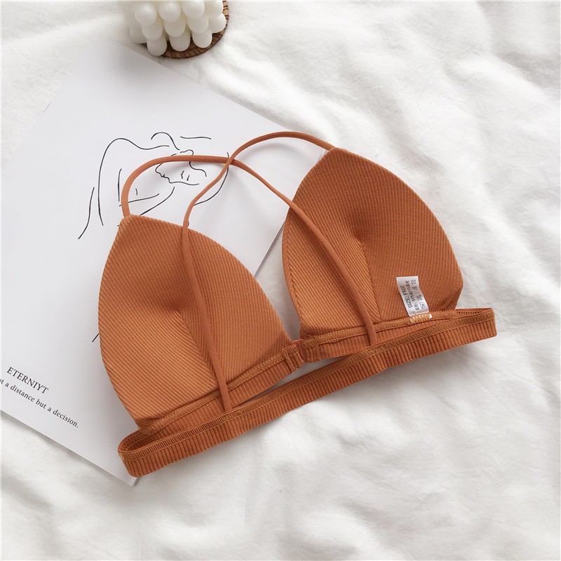 Áo Bra Len Tăm Dây Mảnh Cài Trước Quyến Rũ, Áo Lót Nữ Có Đệm Mút Dày Vừa Chất Len Gân Tăm Hot Trend