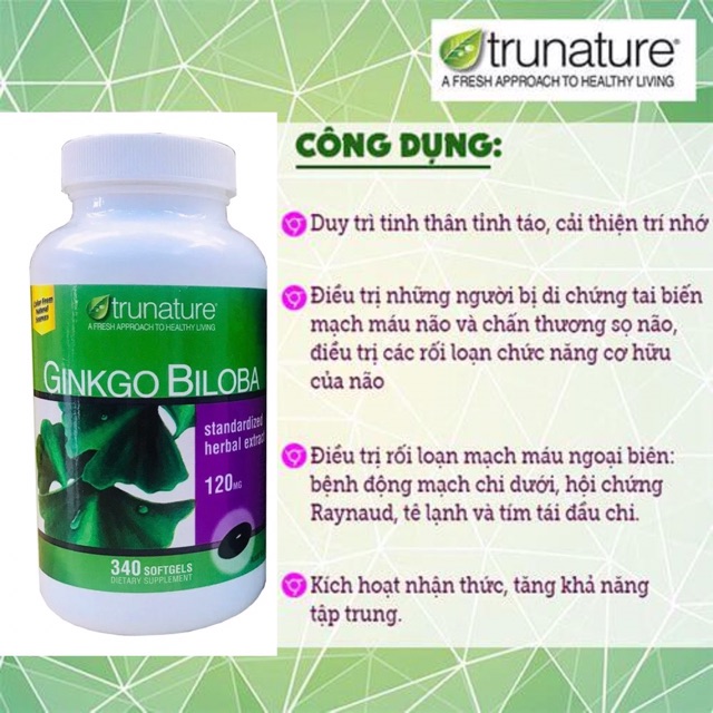 Viên uống trunature Ginkgo Biloba 340 Viên - Mẫu Mới | Thế Giới Skin Care
