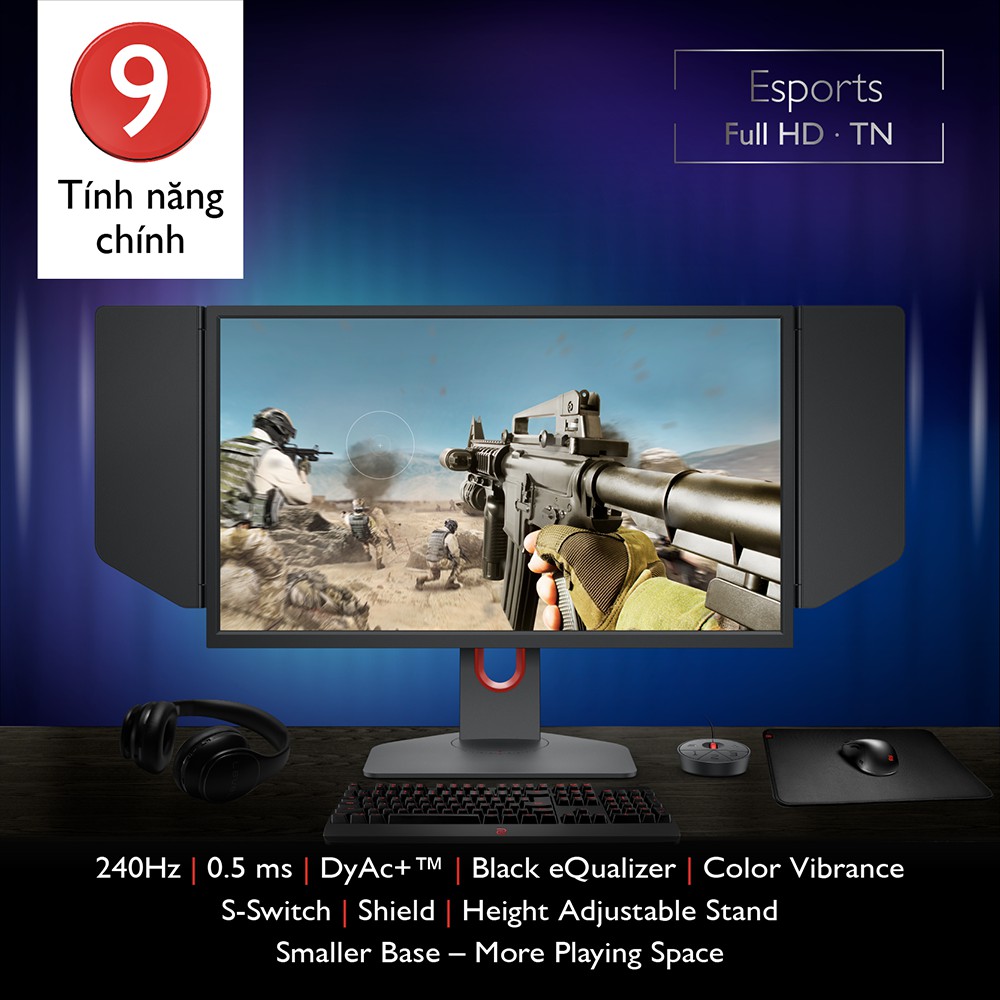 Màn hình gaming BenQ ZOWIE XL2546K 240Hz DyAc+™ 24.5 inch 0.5ms chuyên Esports FPS (VALORANT, CSGO, PUBG) | BigBuy360 - bigbuy360.vn