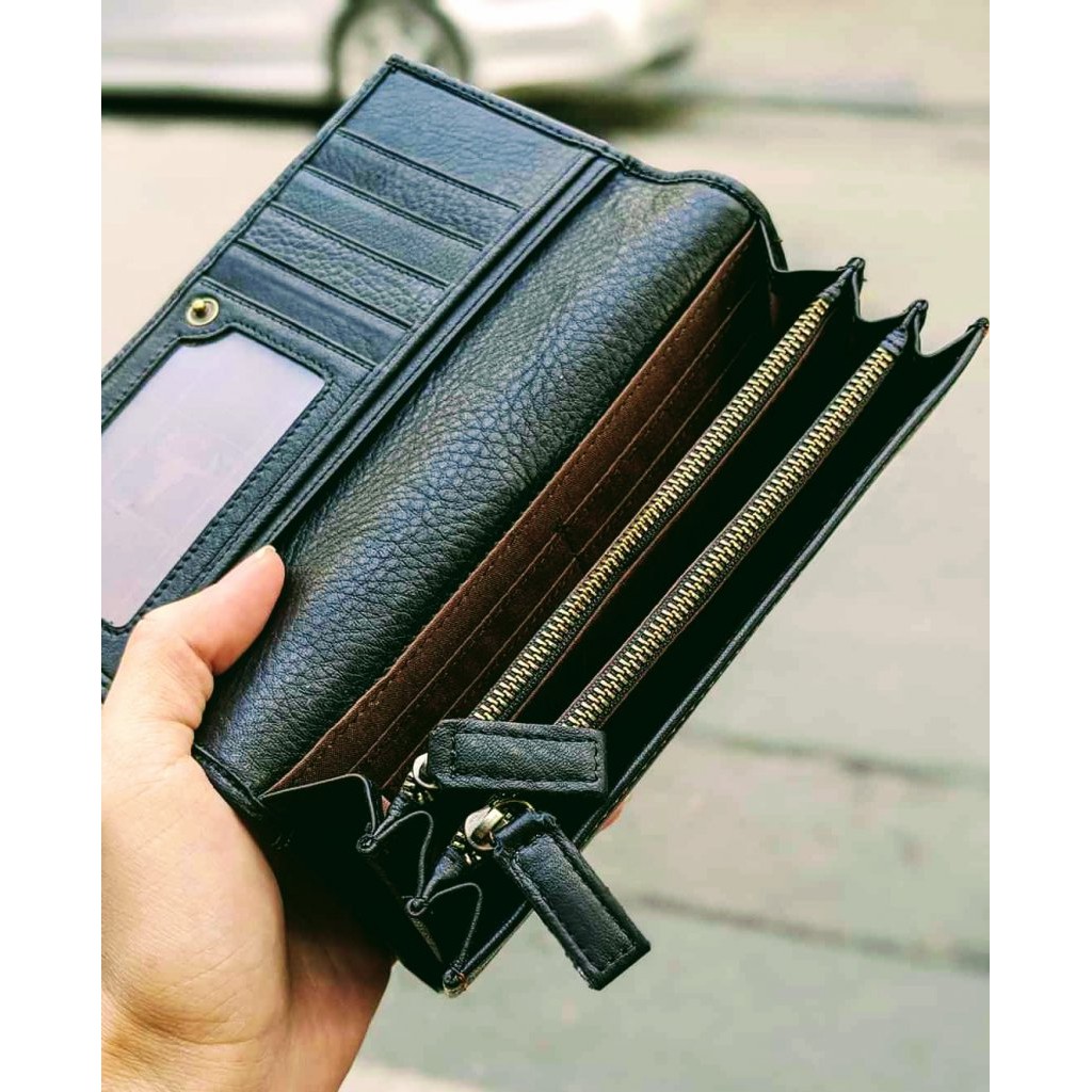 Ví Nam Cầm Tay Da Bò Khóa Bấm Nhiều Ngăn Tiện Lợi