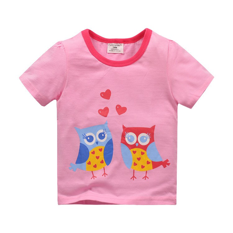 Mã 2328 áo phông bé gái in hình đôi cú mèo dễ thương của Funny game