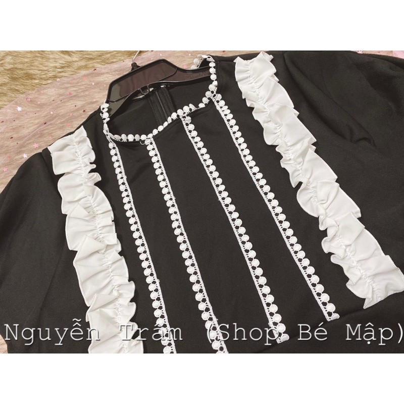 Đầm Body Phối Bèo Trắng BigSize 65-86Kg