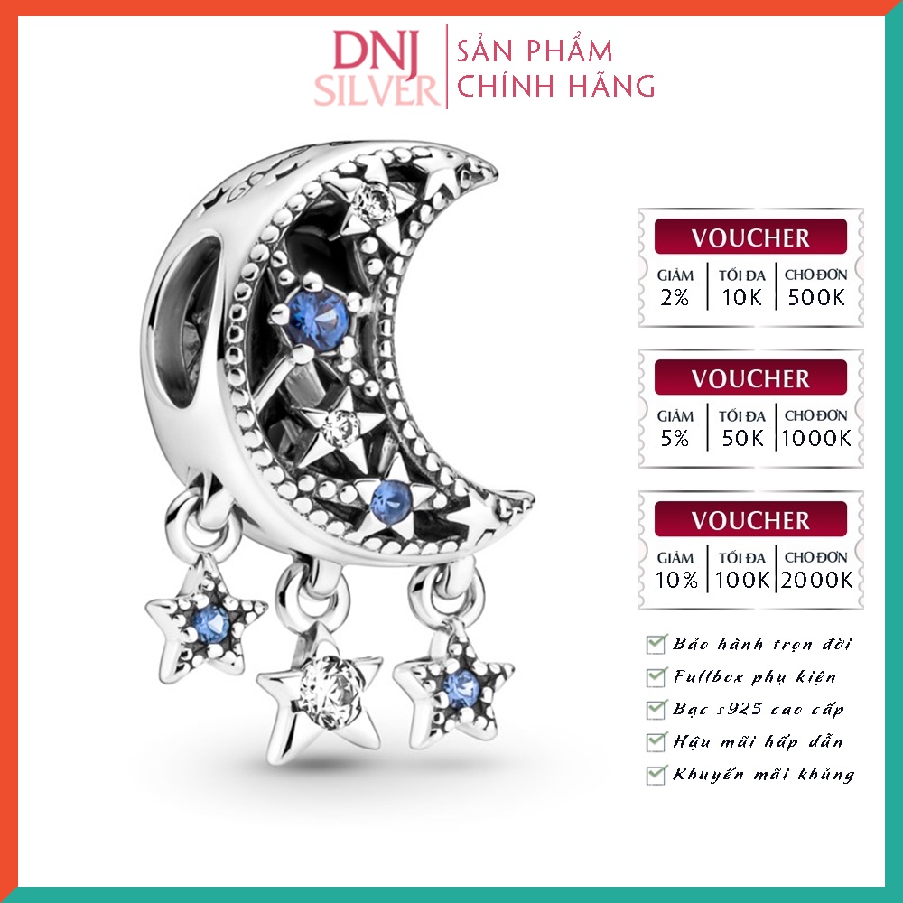 Charm bạc 925 cao cấp, hàng chuẩn bạc- Charm Star & Crescent Moon thích hợp để mix vòng tay charm - DN019