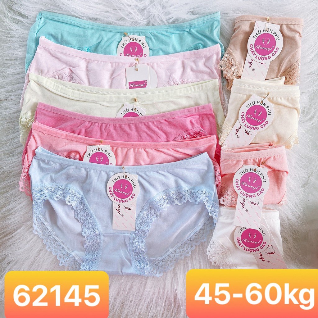 Bộ 10 quần lót cotton viền ren mã 62145 45-55KG VỪA