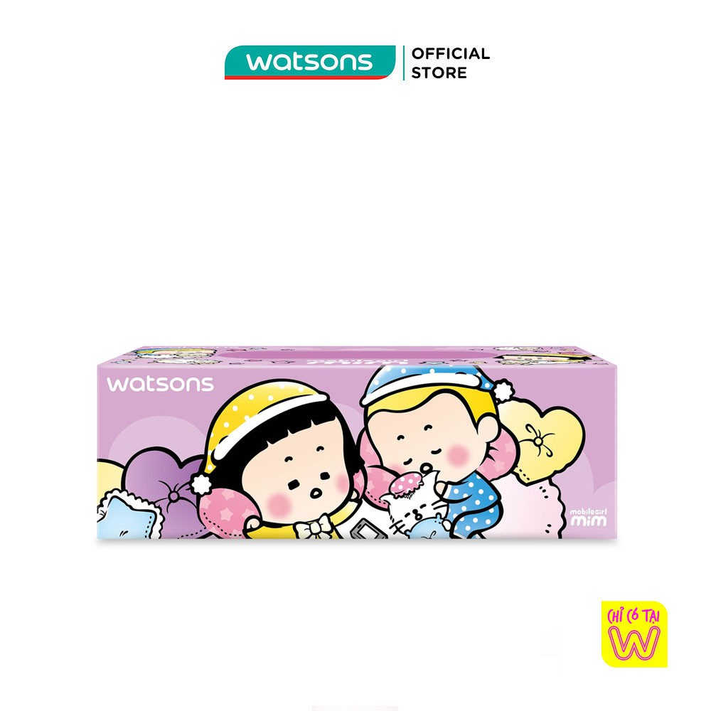 Khăn Giấy Hộp Watsons Velvety Soft Box Tissues Mobile Girl 3 Lớp 100 Miếng - Giao Mẫu Ngẫu Nhiên