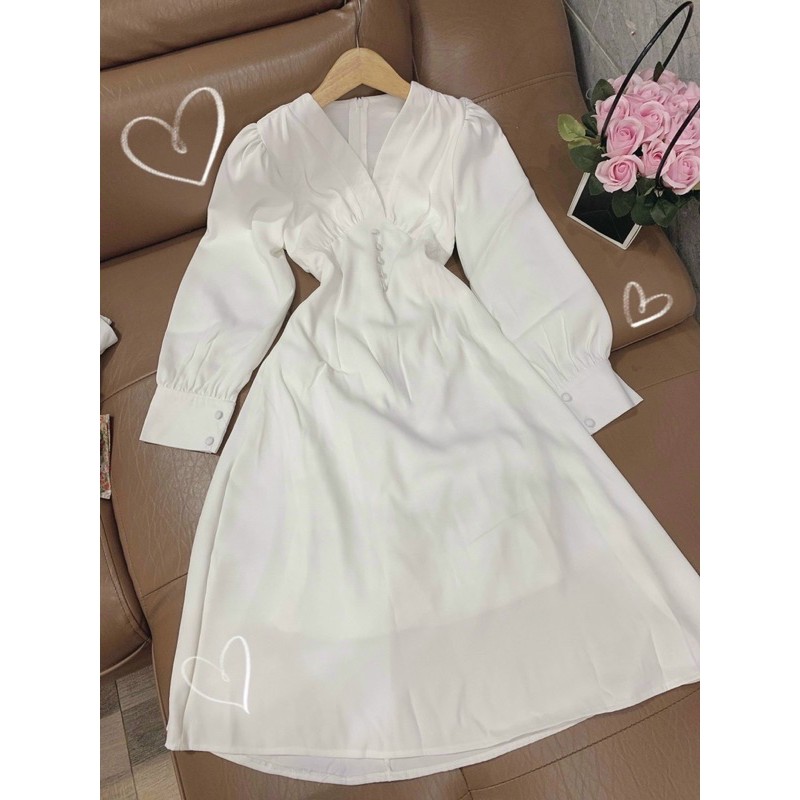 Đầm trắng vintage dự tiệc dạo phố cực sang chảnh váy được thiết kế 2 lớp có lót toàn thân siêu dày dặn | BigBuy360 - bigbuy360.vn