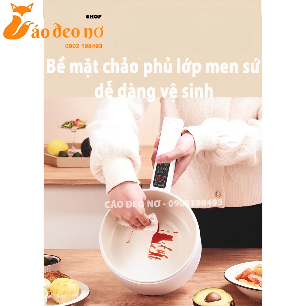 Nồi Điện Đa Năng Kèm Xửng Hấp URINGO Dung Tích 1,6L - Cáo Đeo Nơ