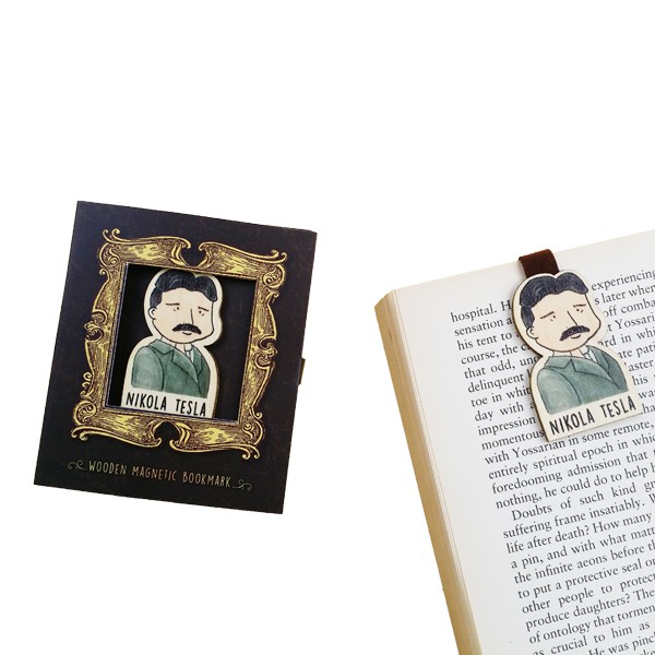 Bookmark gỗ nam châm Nikola Tesla