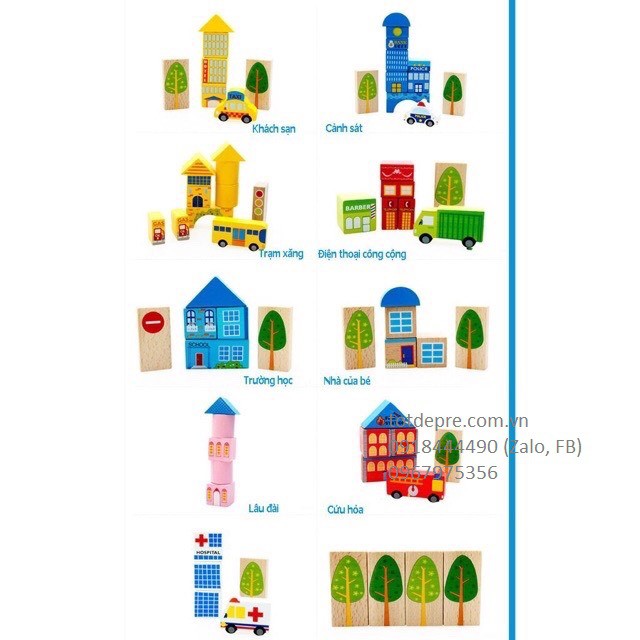 Đồ chơi gỗ mô hình kiến trúc thành phố