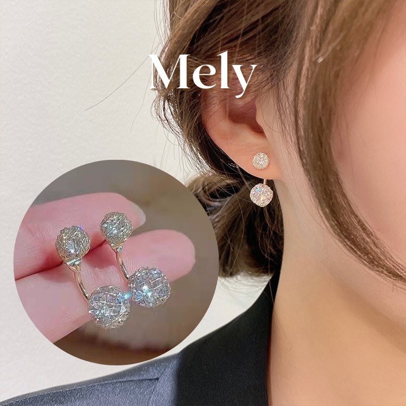 Bông tai ôm vành đính đá cao cấp chuôi bạc 925 dành cho nữ phong cách hàn quốc - Mely vv59