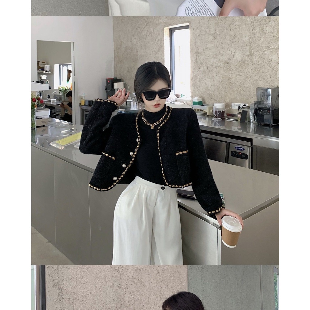 Áo khoác dáng ngắn phong cách retro trưởng thành thời trang thu đông đi làm dành cho nữ