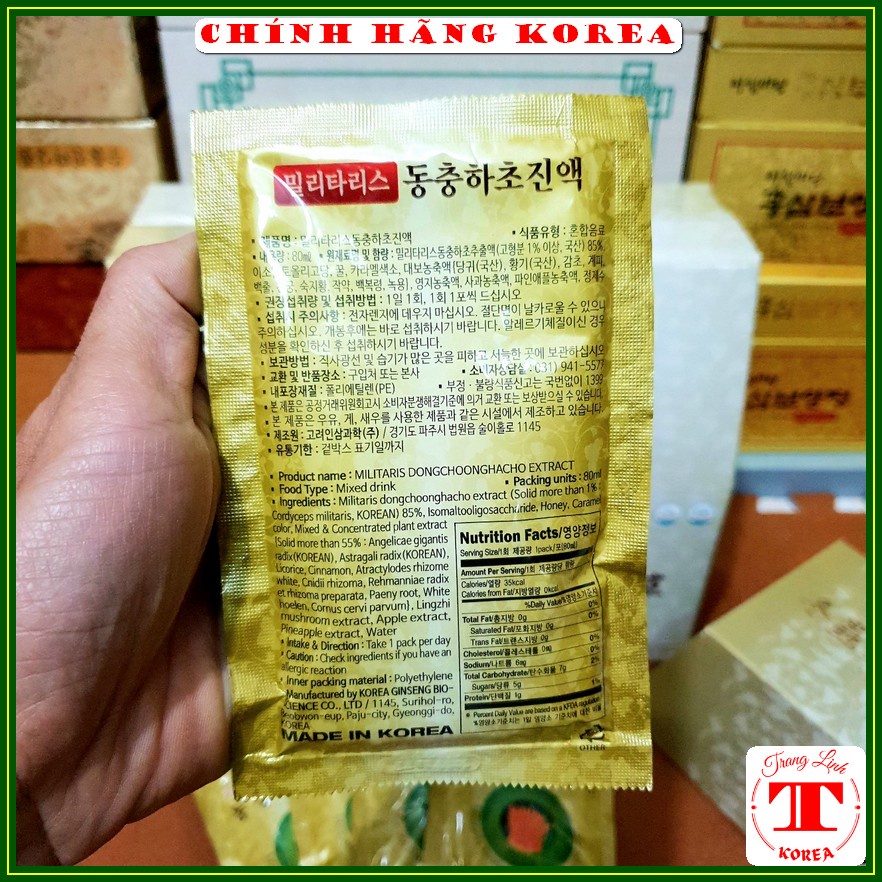Nước đông trùng hạ thảo hàn quốc, xách 30 gói - Đông trùng Bio tăng đề kháng, bổ phổi, giảm stress - tranglinh