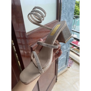 [sẵn be 39] sandal đính đá quai xoắn
