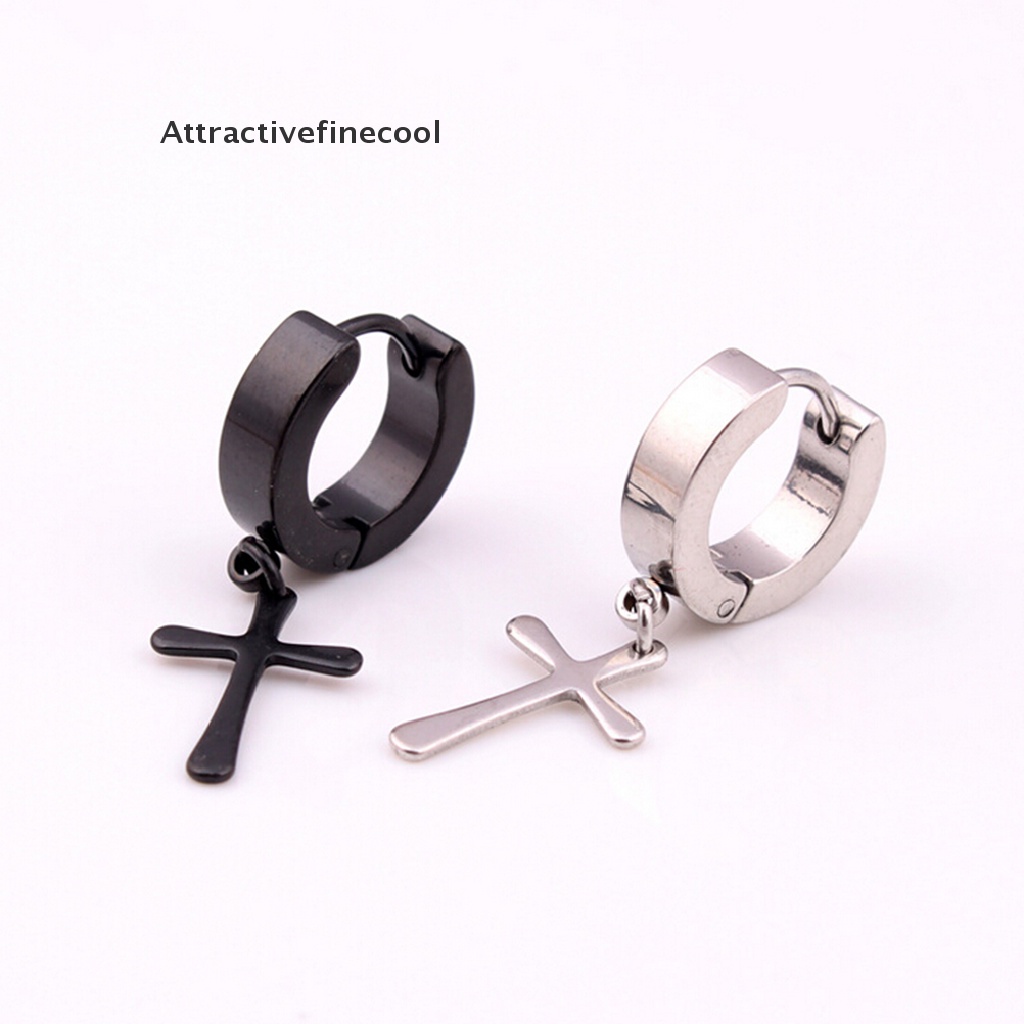 1 Khuyên Tai Hình Thánh Giá Chất Liệu Thép Titan Kích Thước 4 * 9cm