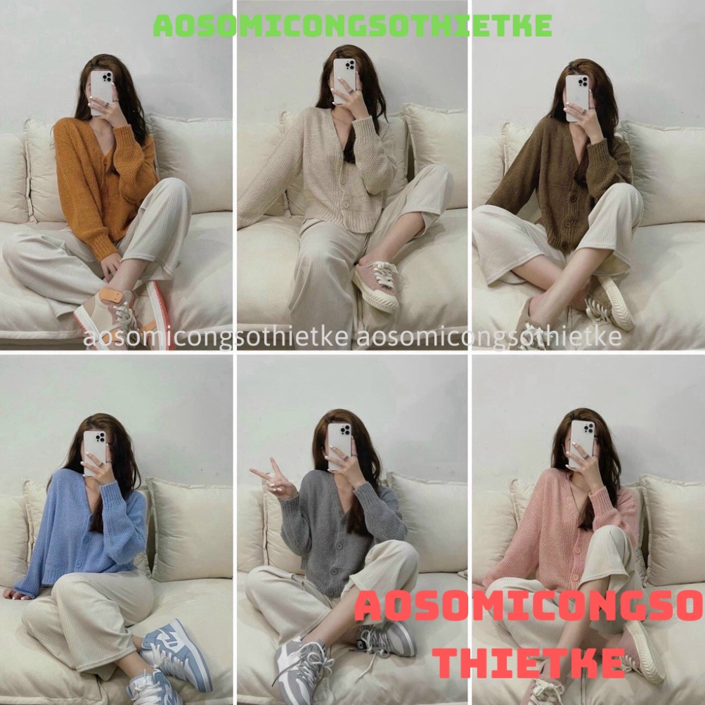 Áo Khoác len Cardigan gạo Dài Tay Dễ Thương Học Sinh/ Áo Len Dài Tay aosomicongsothietke