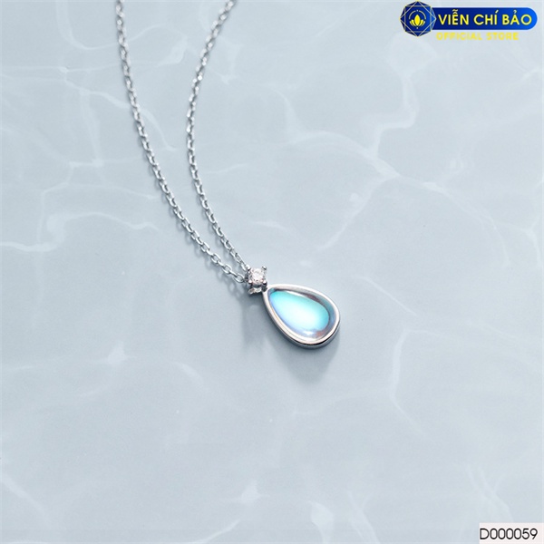 Vòng cổ bạc nữ giọt nước Moonstone chất liệu bạc 925 thời trang phụ kiện trang sức nữ Viễn Chí Bảo D000059