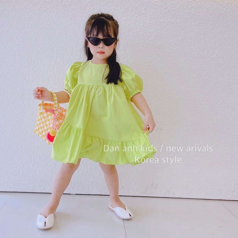 ĐẦM BABY DOLL VÀNG CHANH SUMMER CHO BÉ GÁI