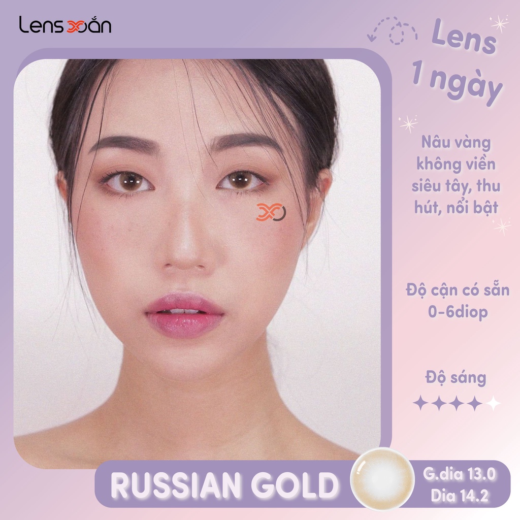 KÍNH ÁP TRÒNG 1 NGÀY RUSSIAN GOLD CỦA OLENS: LENS 1 DAY NÂU VÀNG TÂY KHÔNG VIỀN | LENS XOẮN