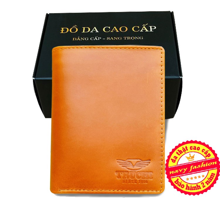 bóp nam đứng, da Pulup cao cấp vàng đậm
