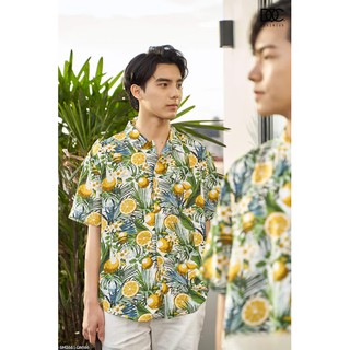 Áo Sơ Mi Hawaii Chanh Trắng/ Đen (Ảnh THẬT)