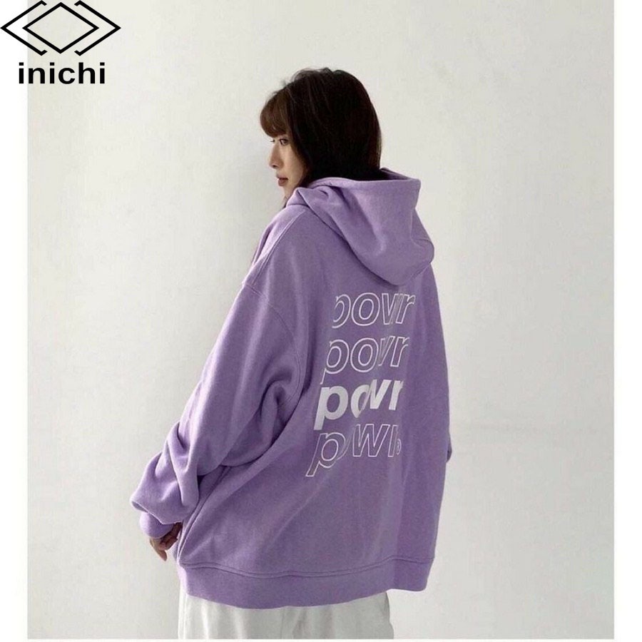 [Mã WABRWA15 giảm 15% đơn 300K] Áo Hoodie unisex INICHI A846 chất nỉ ngoại form rộng có mũ cho cả nam nữ in chữ POWR | BigBuy360 - bigbuy360.vn