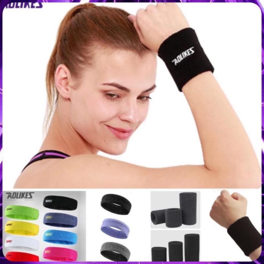 Băng cổ cổ tay - Băng trán thấm mồ hôi AOLIKES TD 2108 - 2103 - 0235 - 0230 (1 cái) chính hãng