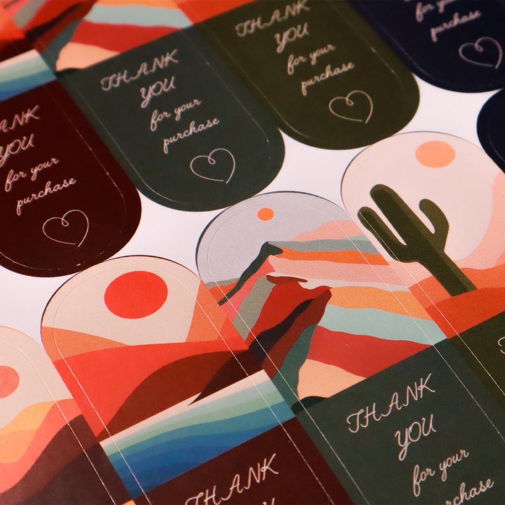 Set 100 Sticker decalcám ơn dán hộp niêm phong, đề can dán hộp bao bì đóng hàng họa tiết Vinatage