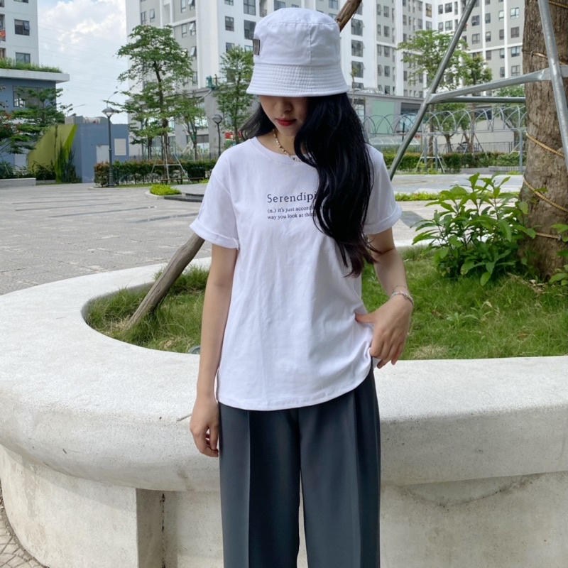 Áo Phông Nữ Chất Cotton lên Form vừa Rêu Dễ Mặc Ống Tay Sắn Ngắn Áo Thun Cộc In Chữ Dễ Mặc Dễ Phối Phong Cách HàQuốc