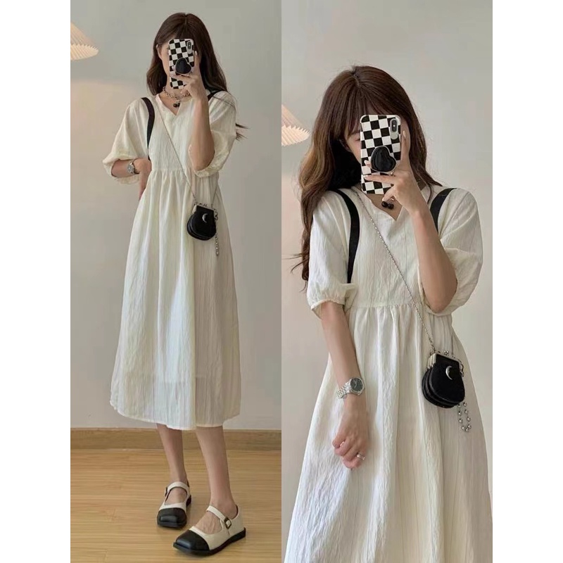 Đầm Bầu Cổ Chữ V Màu Sắc Đơn Giản Thanh Lịch