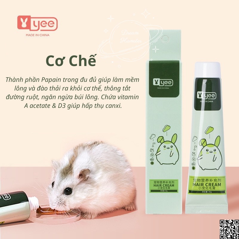 Gel dinh dưỡng vitamin trái cây và tan búi lông Yee cho hamster,...và thú nhỏ khác