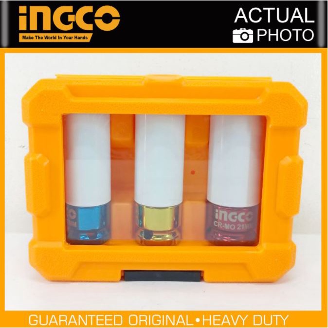 ĐỒ NGHỀ INGCO Bộ 3 đầu tuýp 1/2" màu thép Cr-Mo HNMLNS031