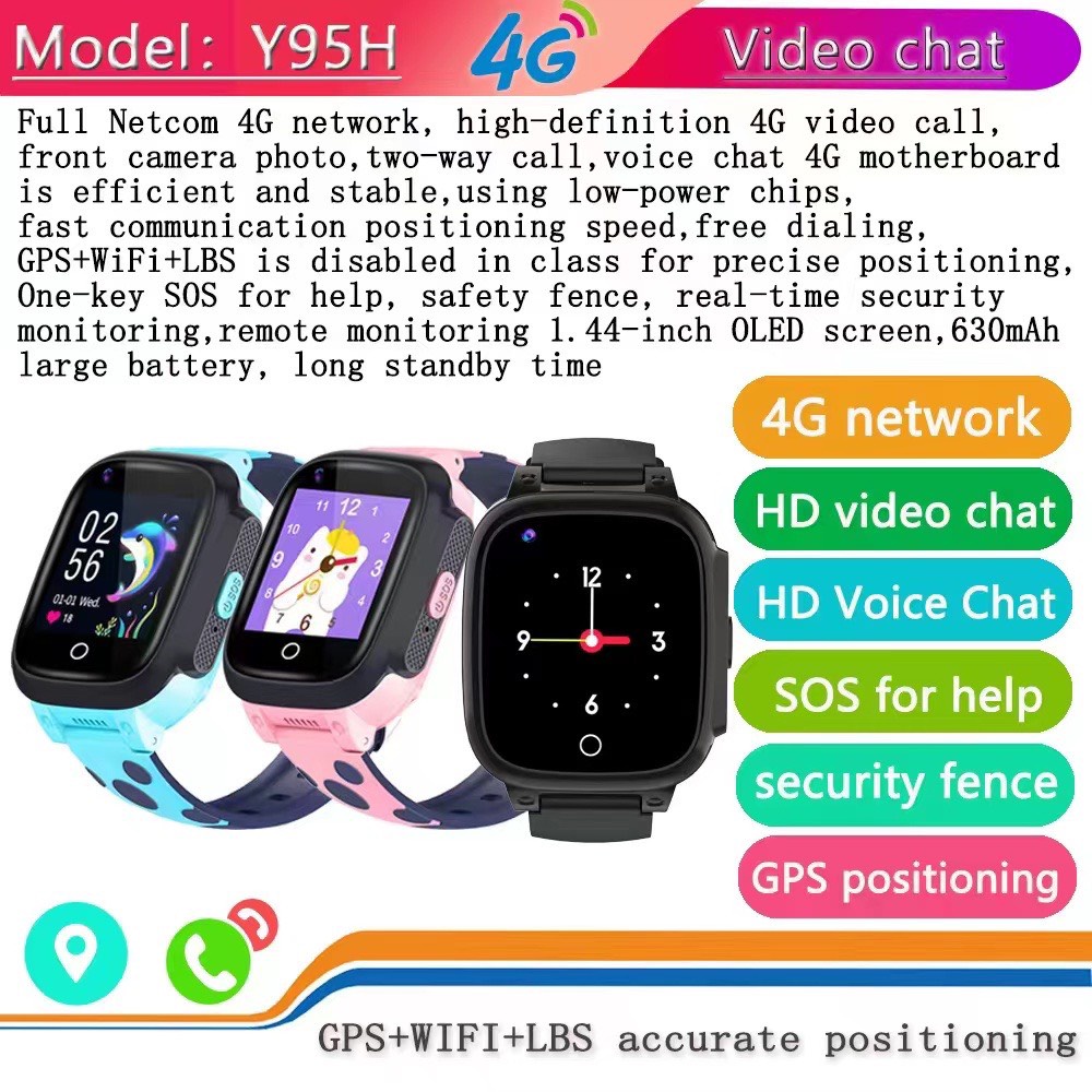 Đồng hồ định vị thông minh Y95 4G Video Call - Bảo Hành 1 năm