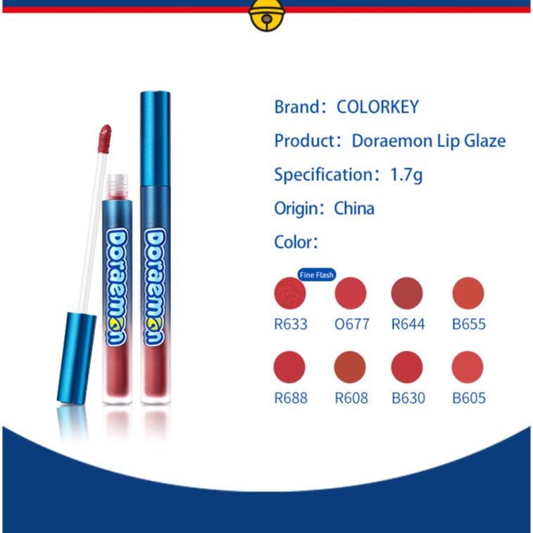 Son Bóng Colorkey Dạng Lỏng Dưỡng Ẩm Lâu Trôi Tiện Dụng In Hình Doraemon 1.7g | BigBuy360 - bigbuy360.vn