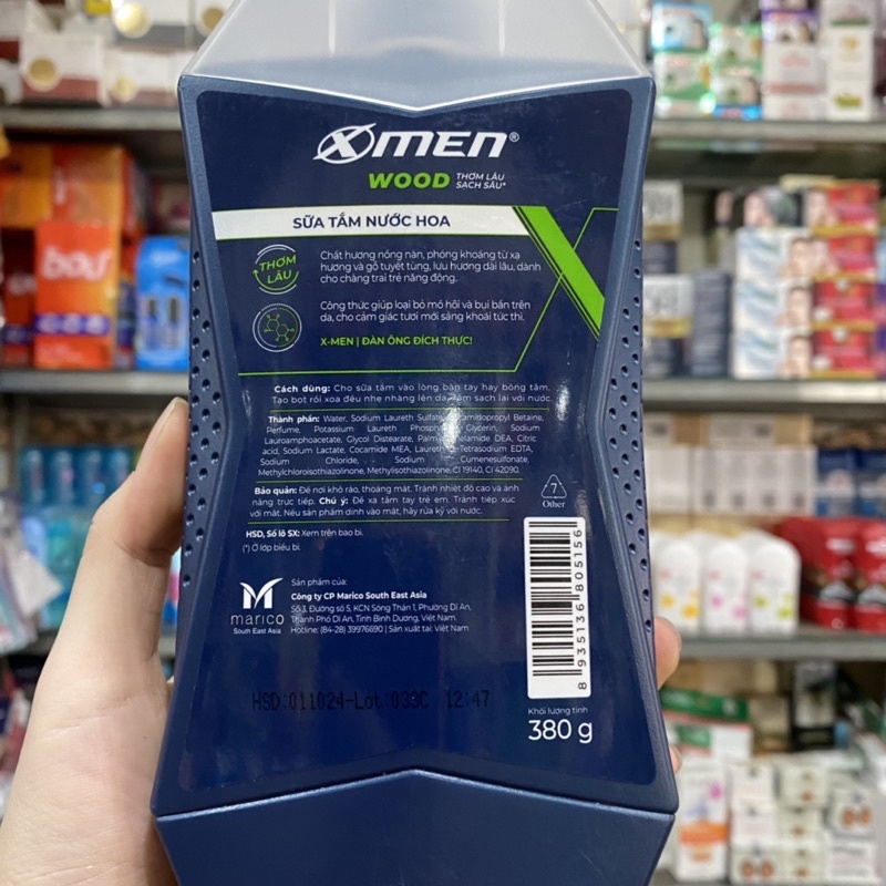 Sữa tắm nước hoa X-Men Wood Sport thơm lâu 380g