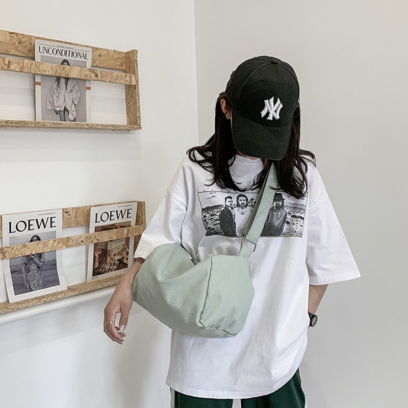 Túi đeo chéo IELGY kích thước lớn bằng vải denim phong cách Hàn Quốc sành điệu thời trang cho nữ