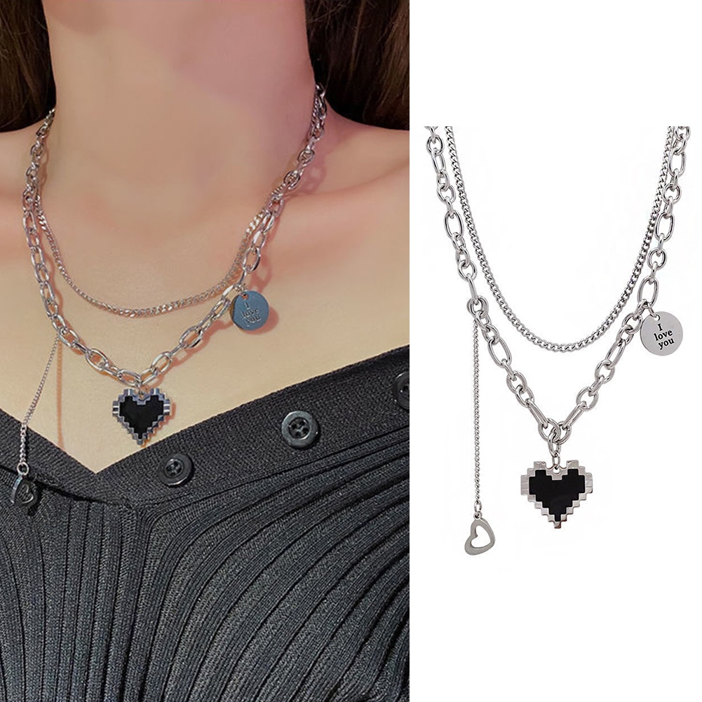 Vòng Cổ Choker Dây Tua Rua Mặt Trái Tim Và Chữ Lãng Mạn