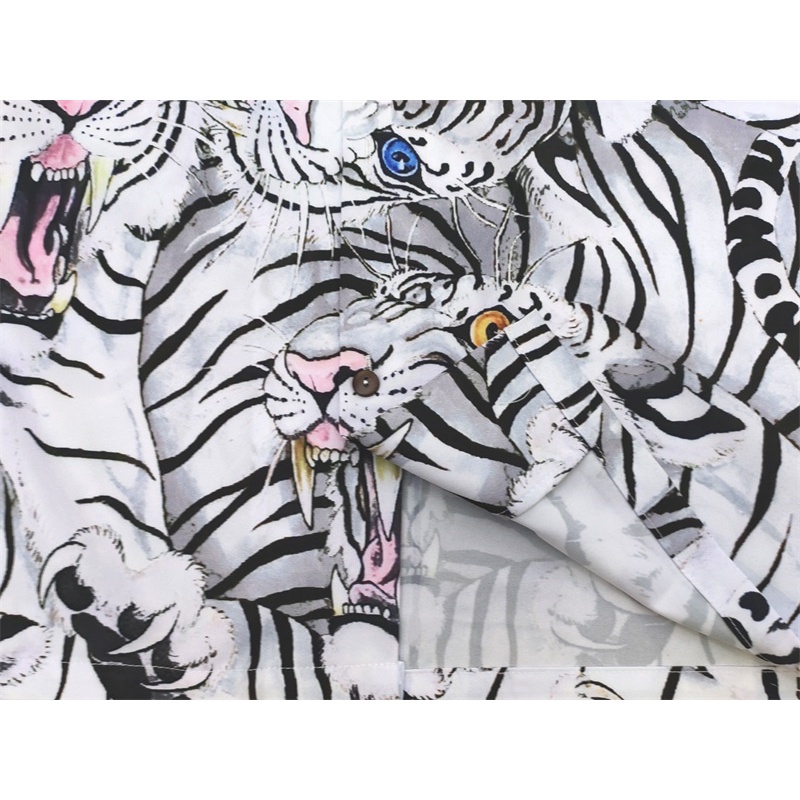 Bán Chạy Nhất Áo Sơ Mi Unisex Tay Dài In Hình Hổ Kích Thước Lớn WACKO MARIA Cho Nam Và Nữ