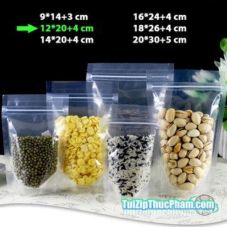 Giá xưởng 100 cái 12*20+4cm Túi zip nhựa hai mặt trong suốt chuyên đựng thực phẩm chất lượng cao