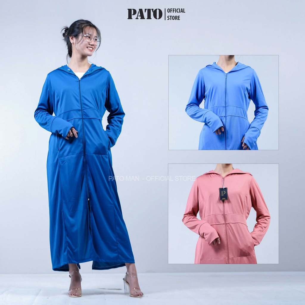 Áo chống nắng nữ toàn thân đai eo Pato Man, màu săc tươi trẻ chất thông hơi thoáng mát chống tia uv cao