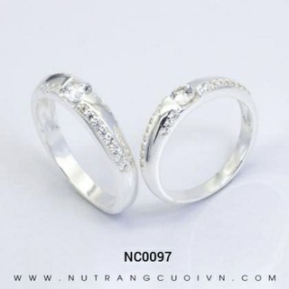 nhẫn đôi bạc đính đá