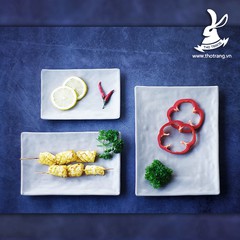 Dĩa chữ nhật Vân thạch màu nâu bày thức ăn rất đẹp Màu Nâu Nhám Nhựa Melamine Đài Loan