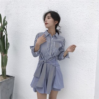Áo sơ mi kẻ sọc dọc cá tính quyến rũ cho nữ