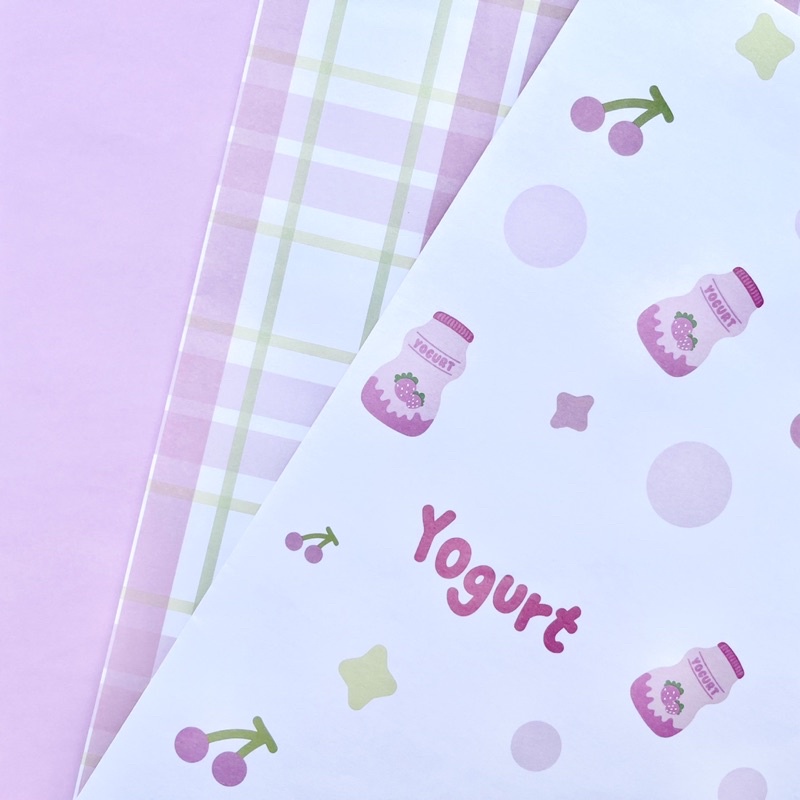 Giấy Bao Quà, Giấy Bao Tập Hoạ Tiết Xinh Xắn, Màu Pastel Hãng PosyPosy