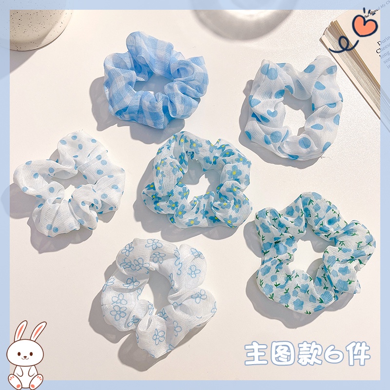 Bộ 2/3 Dây Thun Cột Tóc Co Giãn Màu Xanh Dương Và Trắng Tươi Mới 2022 Cho Nữ