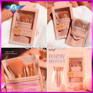 Bộ cọ trang điểm Thái Lan Ashley Peachy Brush Set 5 cây tone Cam đào Anivia Phoenix ice ,đầu cọ mềm mại
