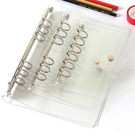 Bìa Sổ Tay Trong Suốt 6 Lỗ Gắn Khổ A5/A6/A7