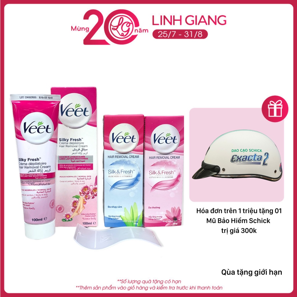 Kem tẩy lông Veet dưỡng ẩm cho da nhạy cảm da thường Linh Giang chính hãng